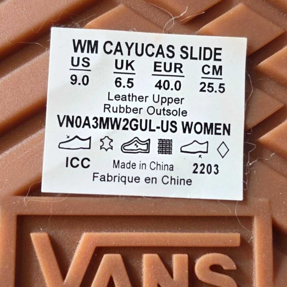 Vans Cayucas Slide Tan Leather Sandals Womens 9 VN0A3MW2GUL - Picture 4 of 5